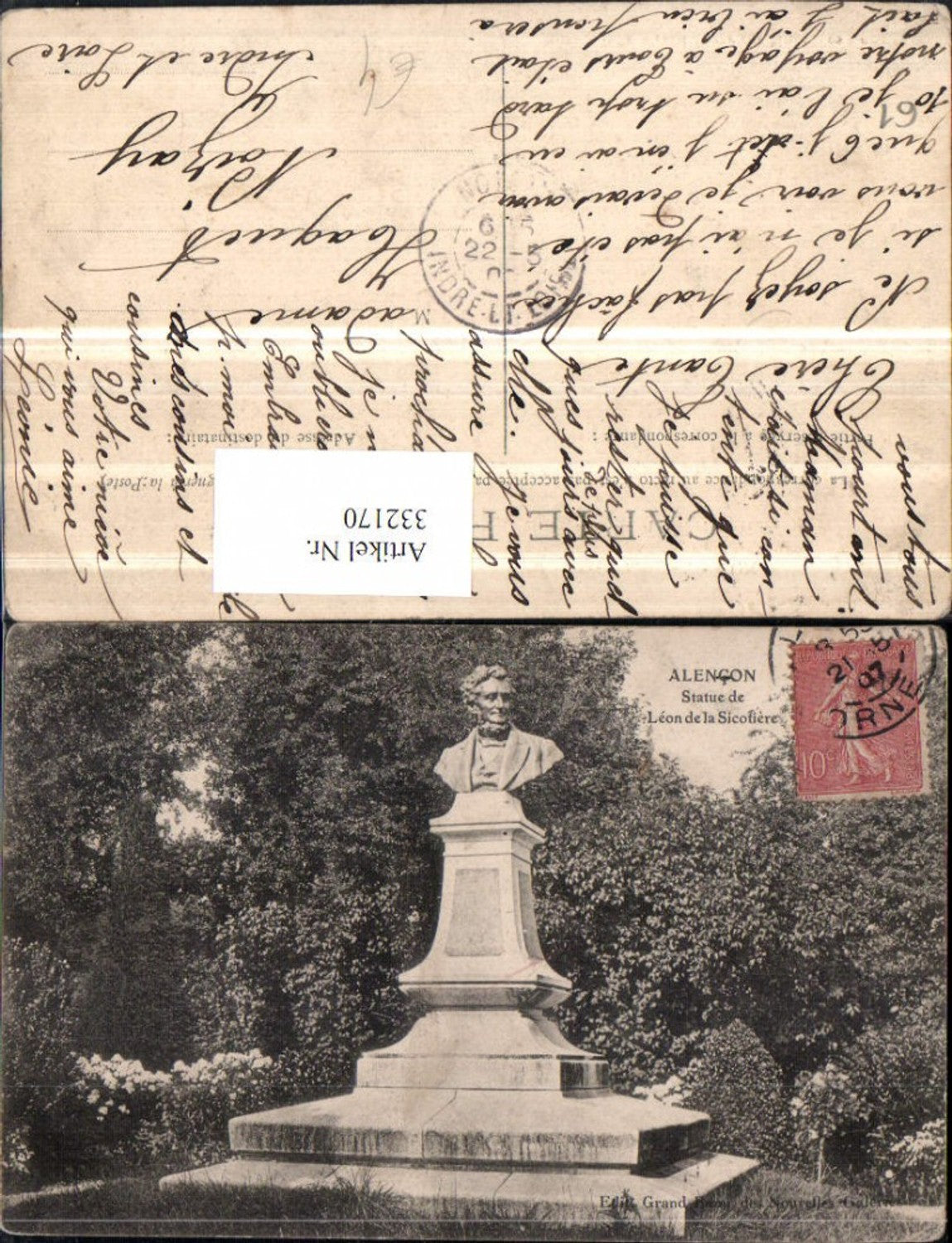 332170,Basse-Normandie Orne Alencon Statue de Leon de la Sicotiere Büste