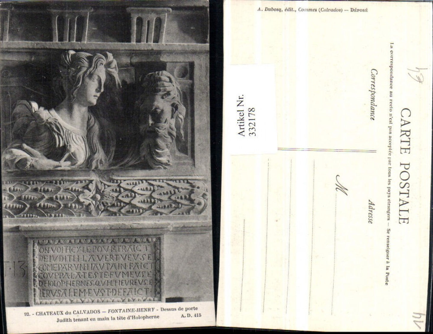 332178,Basse-Normandie Calvados Chateaux Fontaine Henry Relief Detailansicht