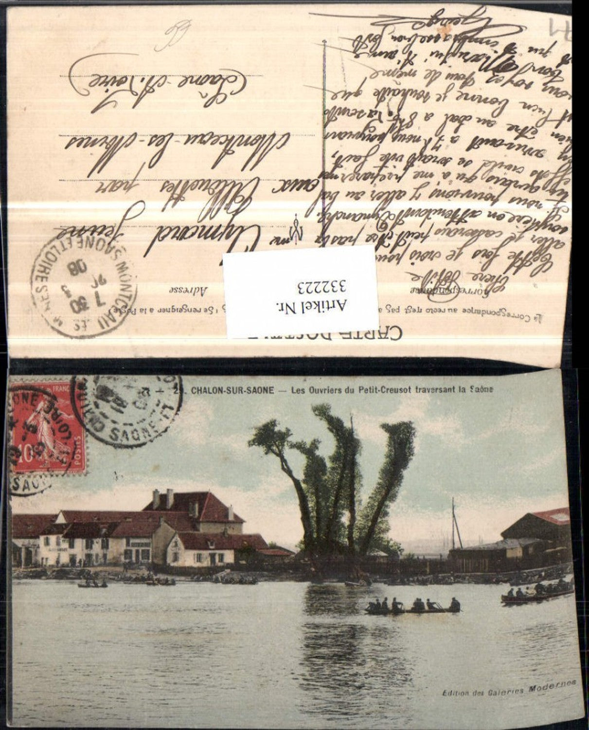 332223,Burgund Saone-et-Loire Chalon-sur-Saone Les Ouvriers du Petit-Creusot traversant la Saone