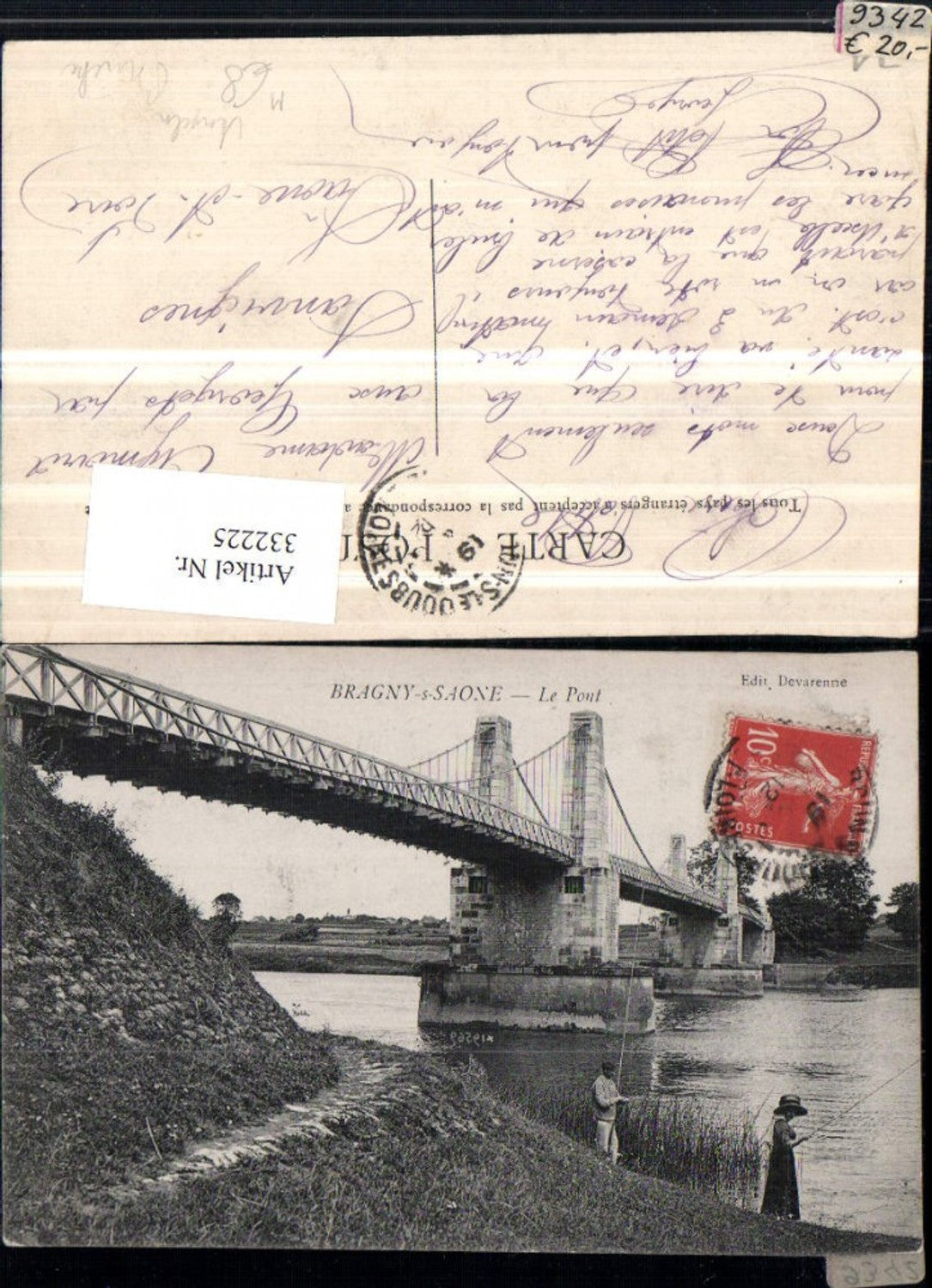 332225,Burgund Saone-et-Loire Bragny-s-Saone Le Pont Brücke Angler Angel