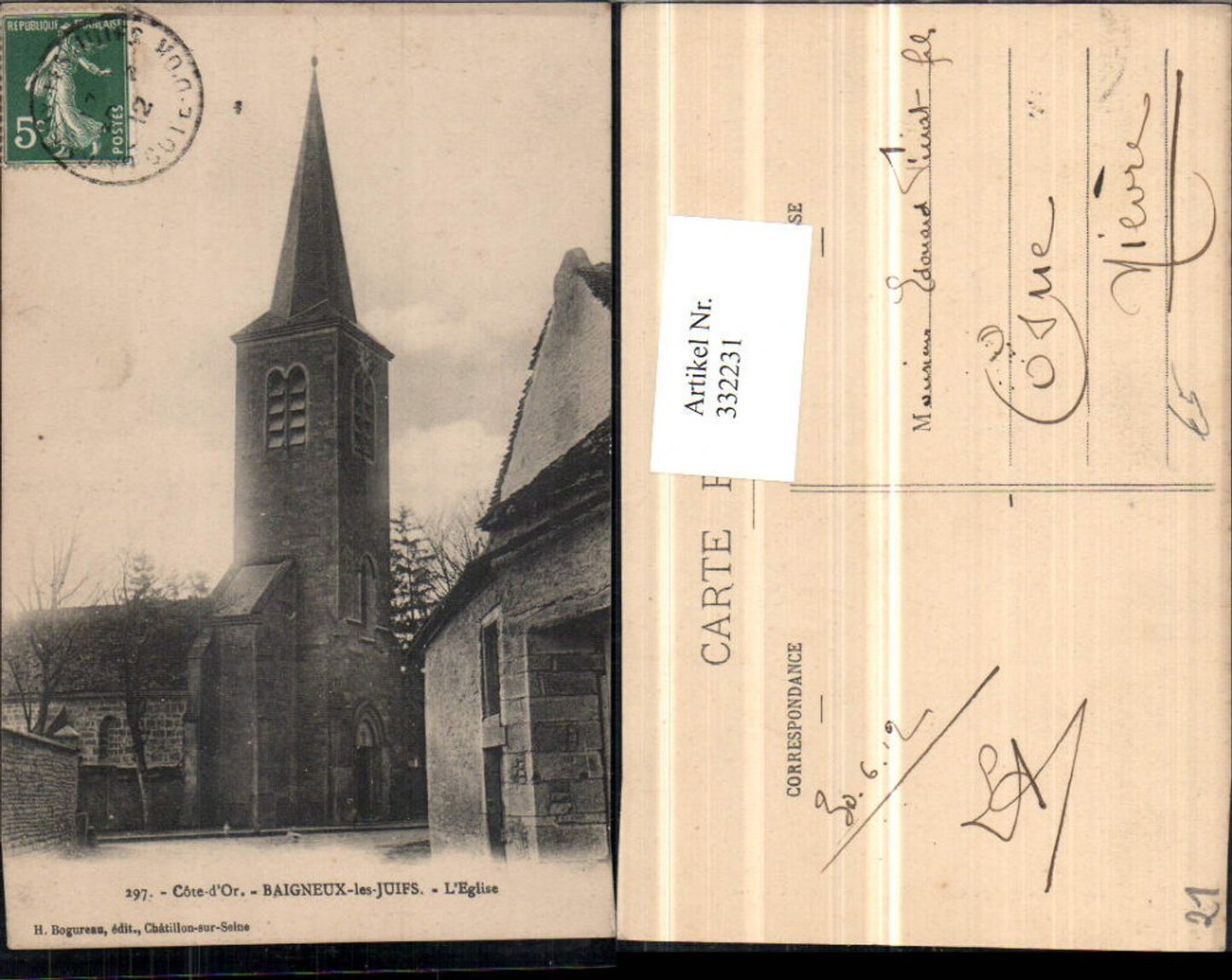332231,Burgund Cote-Or Baigneux-les-Juifs L'Eglise Kirche