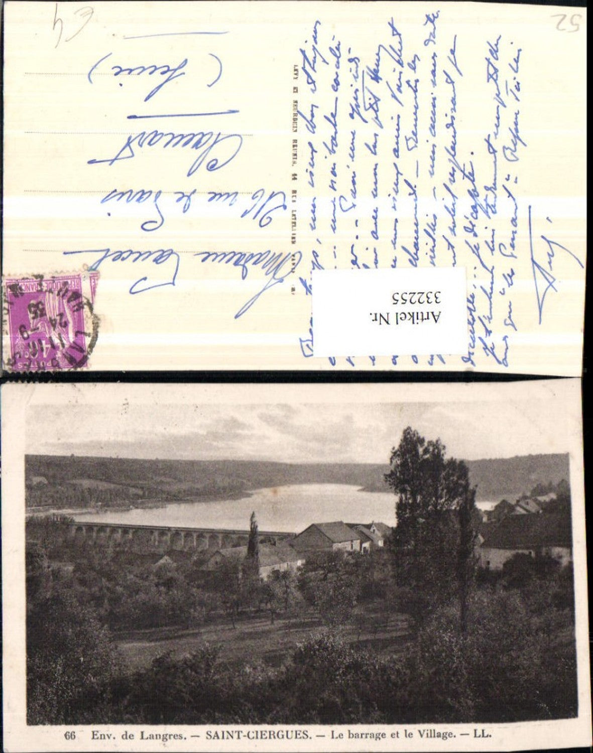 332255,Champagne-Ardenne Haute-Marne Saint-Ciergues Le barrage et le Village Talsperre