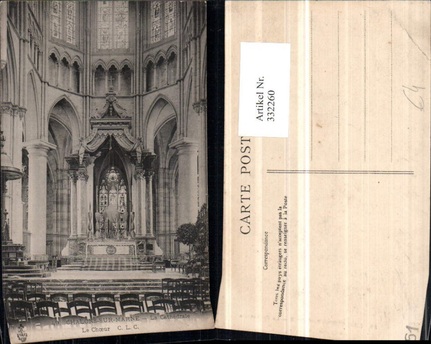 332260,Champagne-Ardenne Marne Chalons-sur-Marne La Cathedrale Kirche Le Choeur Chor