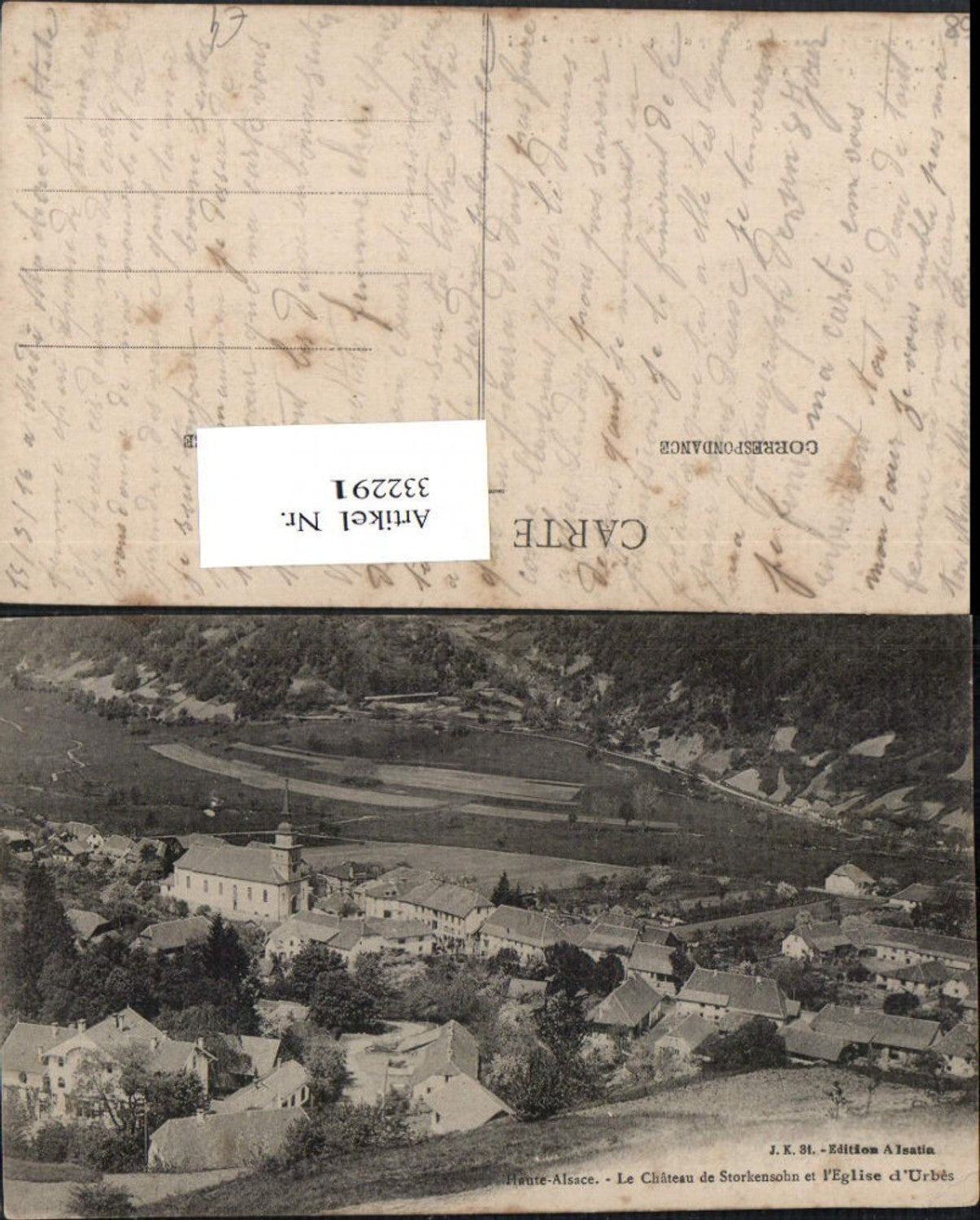 332291,Elsass Haut-Rhin Haute-Alsace Chateau de Storkensohn et l'Eglise d'Urbes Kirche