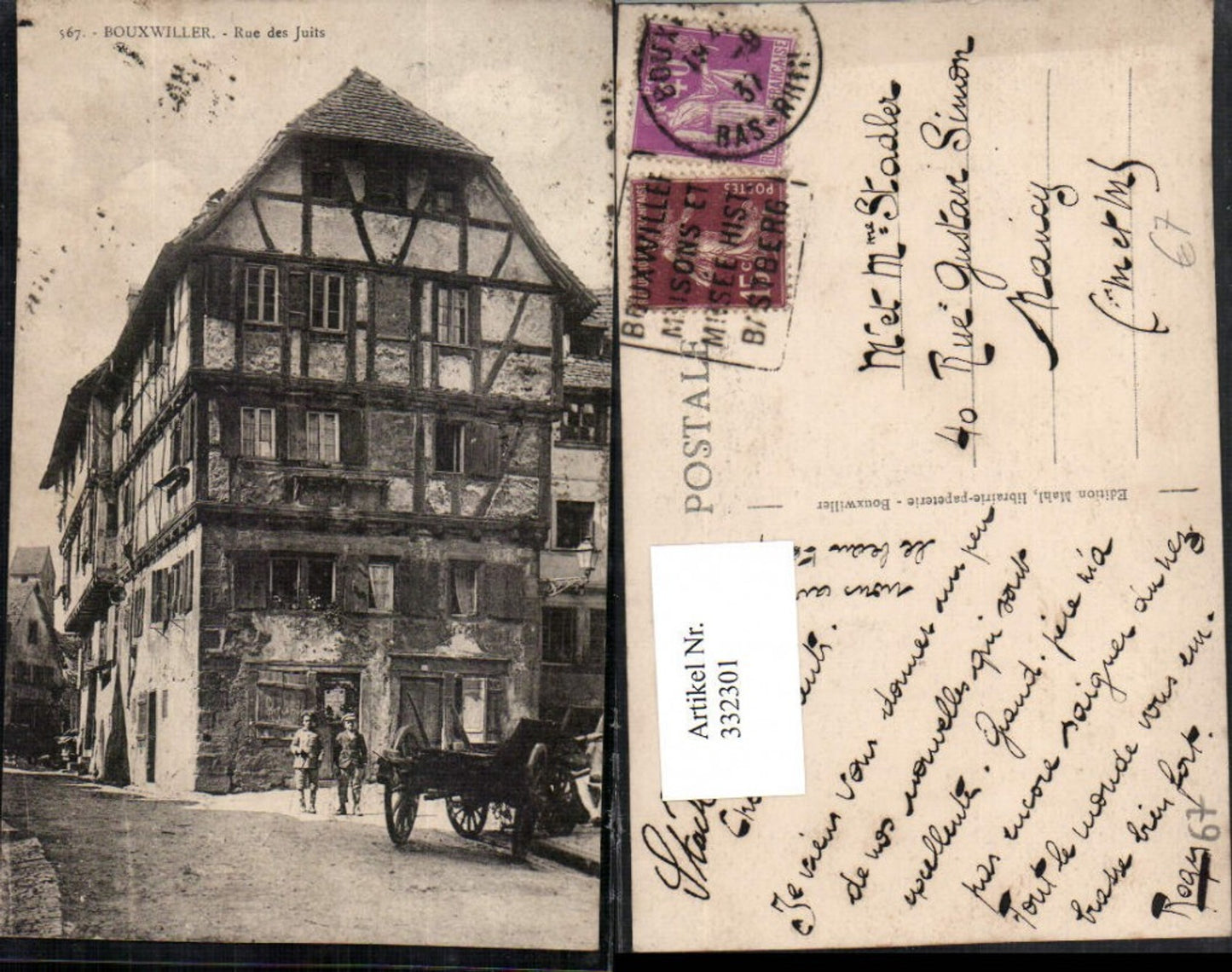 332301, Alsace Bas-Rhin Bouxwiller Rue des Juits House view half-timbered house