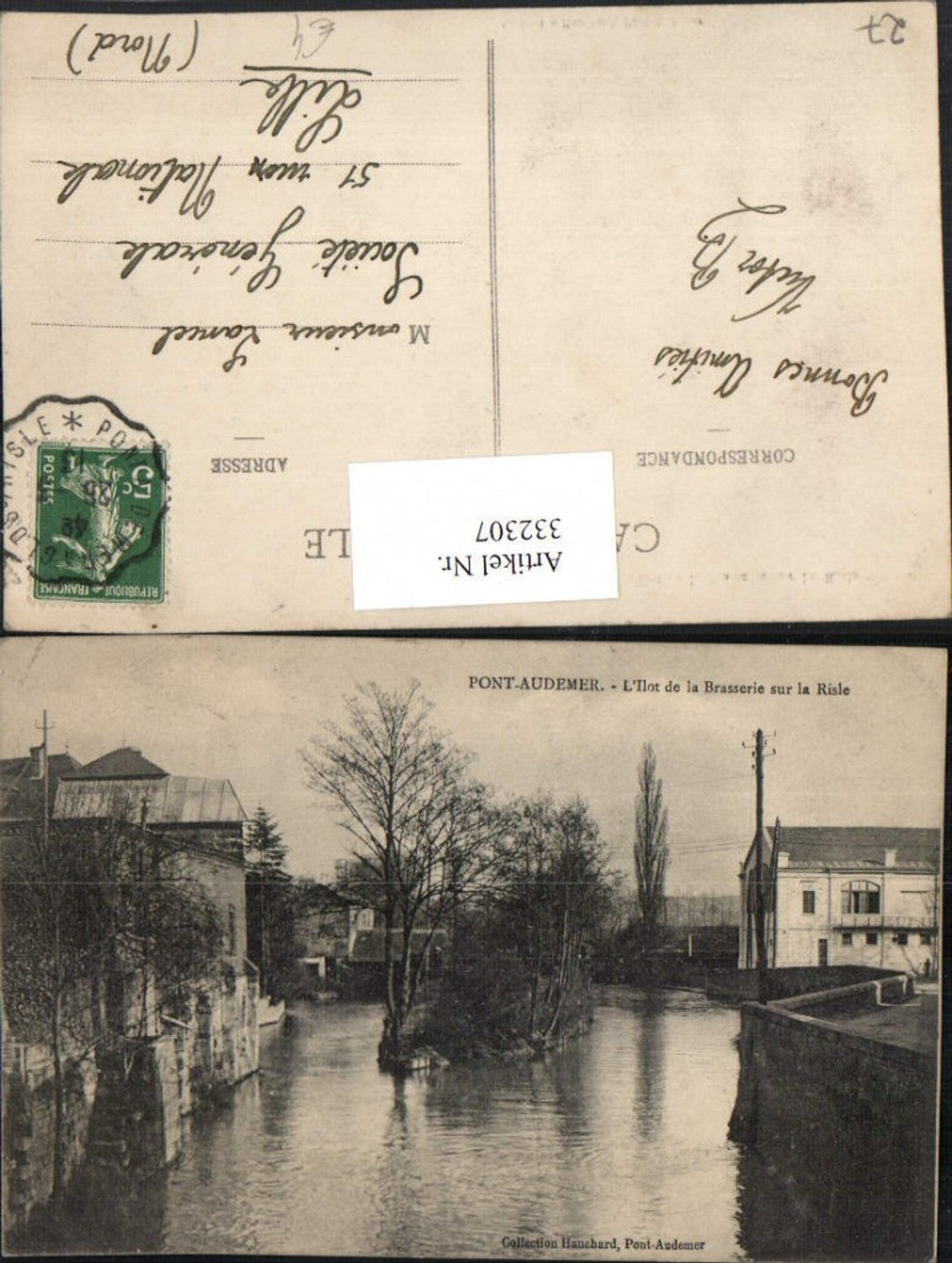 332307,Haute-Normandie Eure Pont-Audemer L'Ilot de la Brasserie sur la Risle Fluss