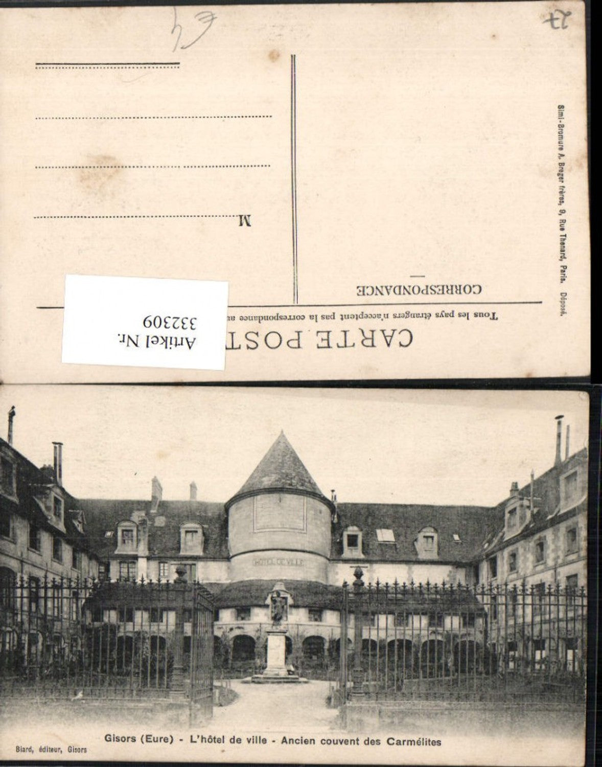 332309,Haute-Normandie Eure Gisors L'hotel de Ville Ancien couvent des Carmelites Rathaus Hof