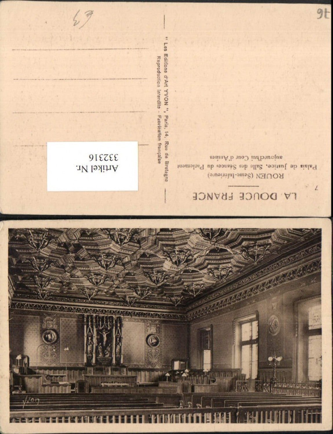 332316,Haute-Normandie Seine-Maritime Rouen Palais de Justice Salle des Seances du Parlement