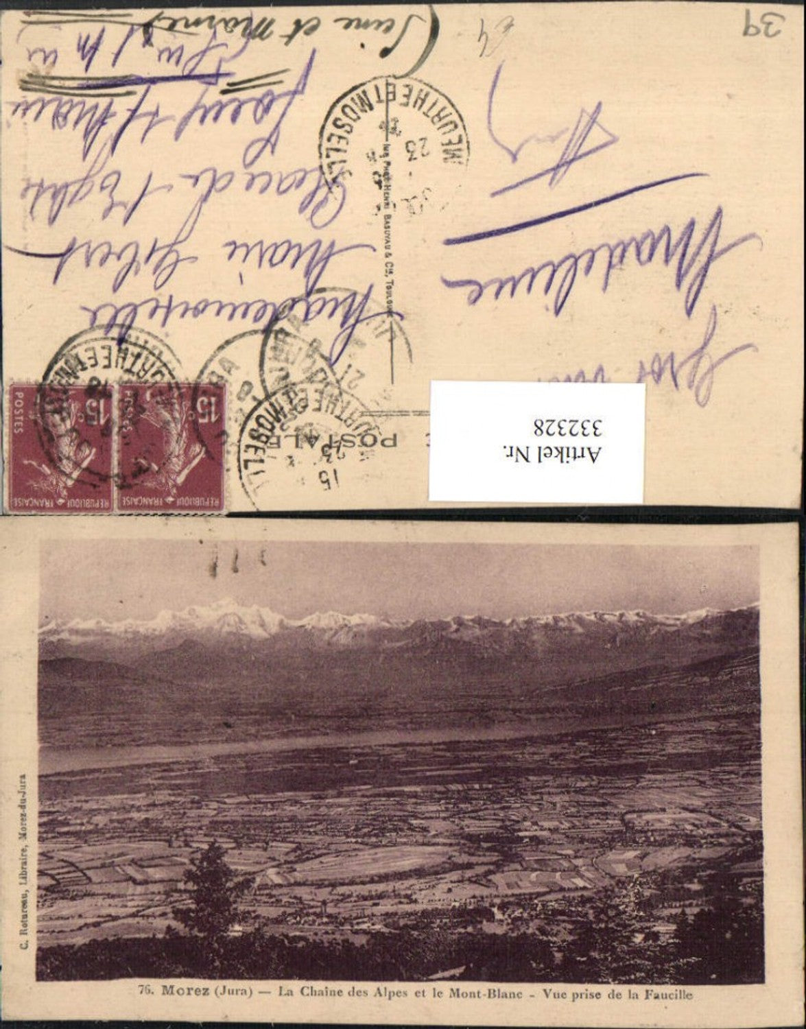 332328,Franche-Compte Jura Morez La Chaine des Alpes et le Mont-Blanc Totale Bergkulisse