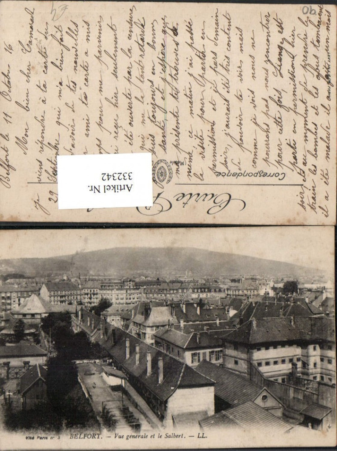 332342,Franche-Compte Territoire-de-Belfort Belfort Vue generale et le Salbert Teilansicht