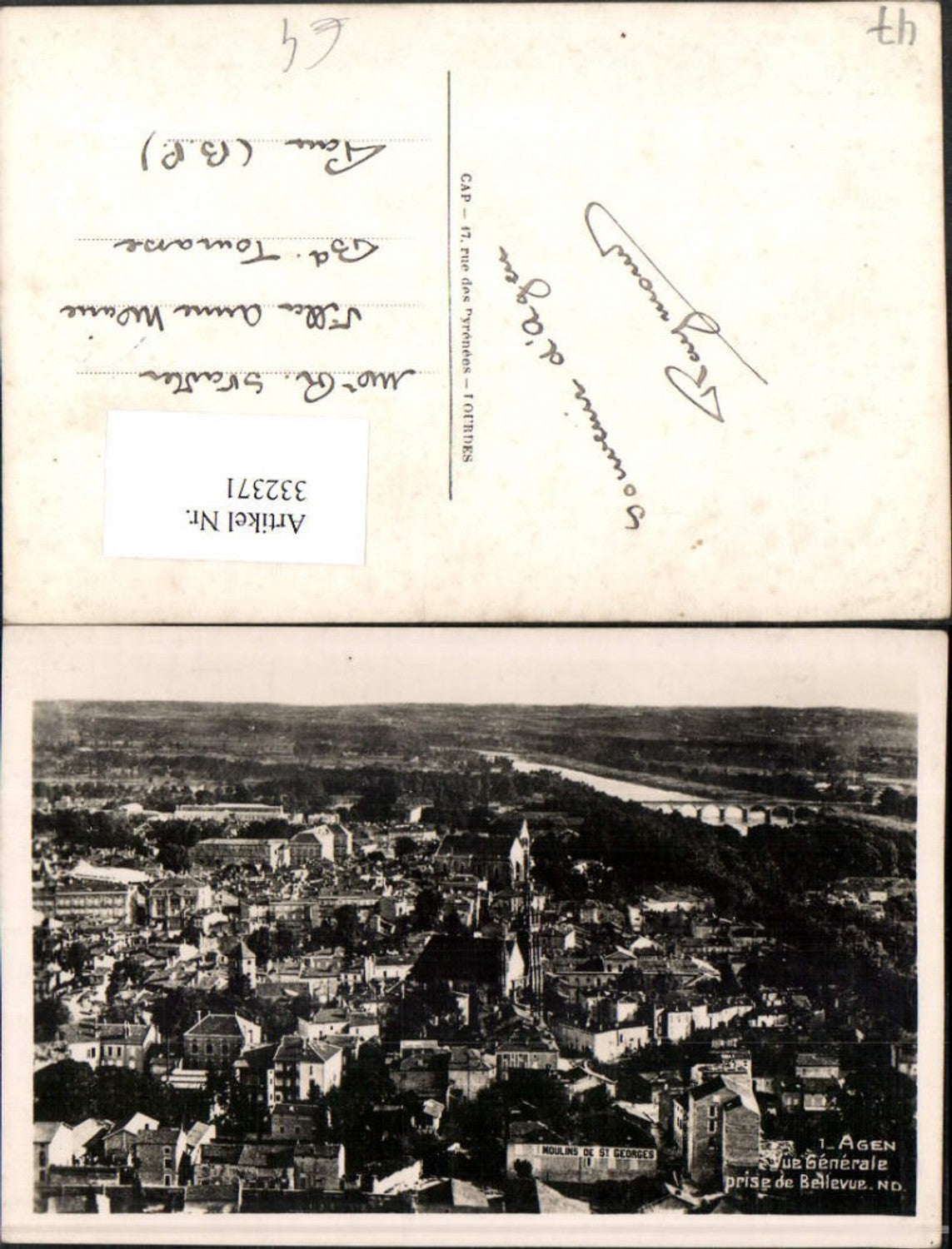 332371,Aquitanien Lot-et-Garonne Agen Vue Generale prise de Bellevue Totale