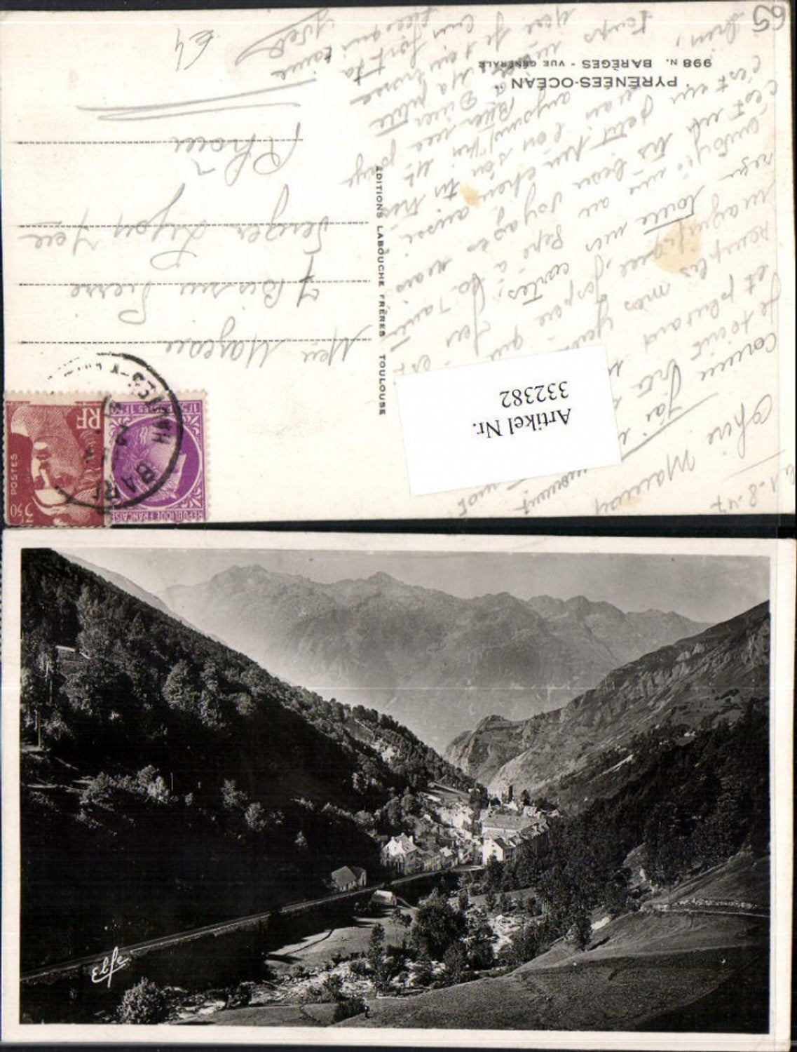332382,Midi-Pyrenees Hautes-Pyrenees Bareges Vue generale Totale Bergkulisse