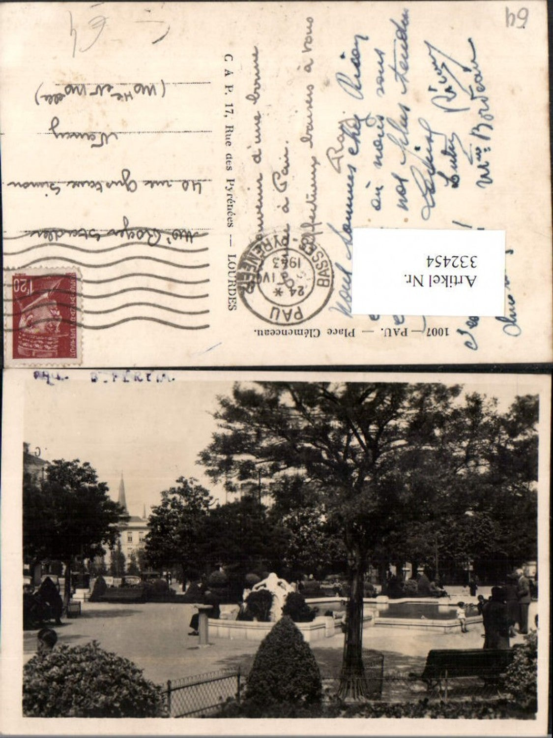 332454,Aquitanien Pyrenees-Atlantiques Pau Place Clemenceau Park