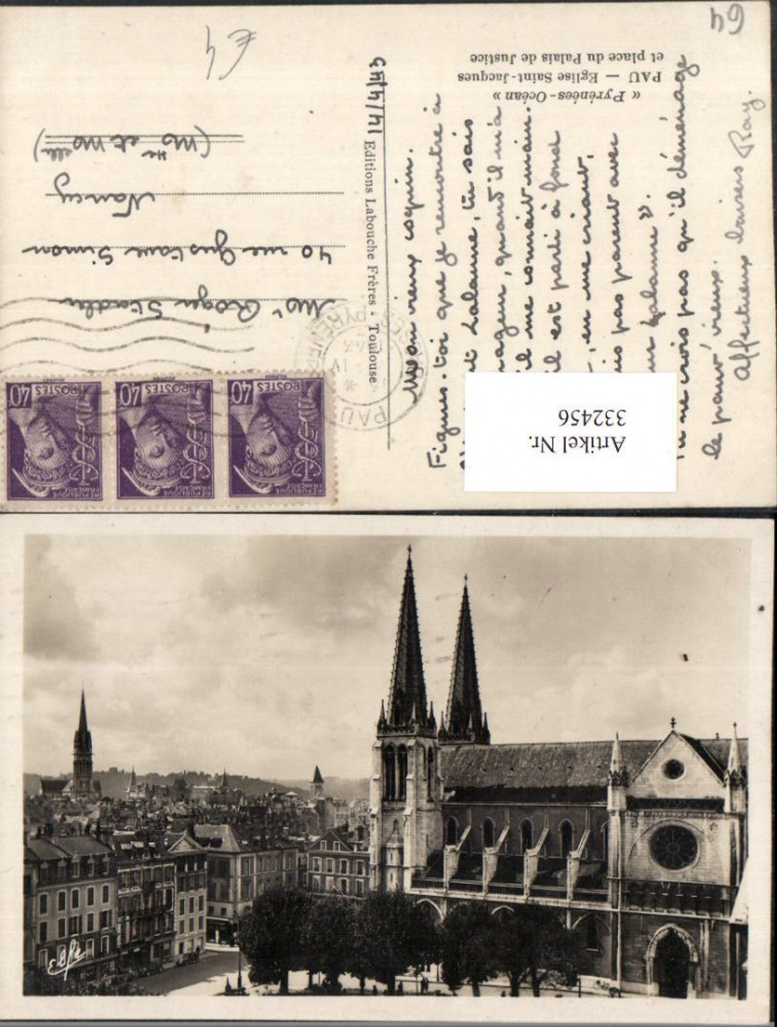332456,Aquitanien Pyrenees-Atlantiques Pau Eglise Saint-Jacques et place du Palais de Justice Kirche