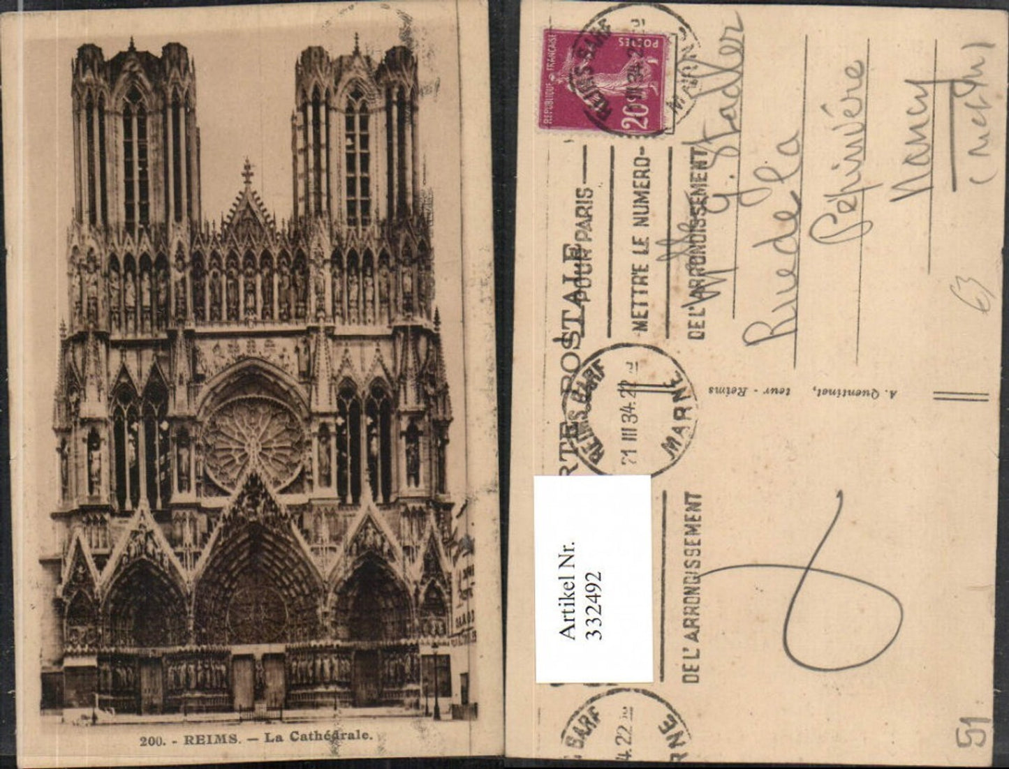 332492,Champagne-Ardenne Marne Reims La Cathedrale Kirche