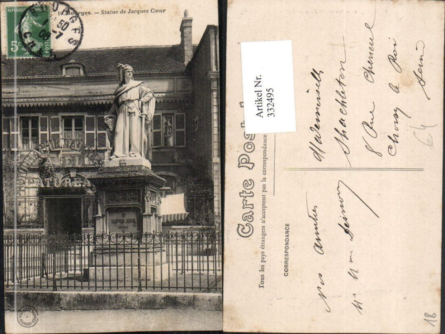 332495,Centre Cher Bourges Statue de Jacques Coeur Denkmal