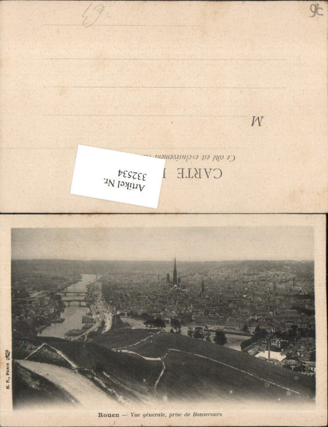 332534,Haute-Normandie Seine-Maritime Rouen Vue generale prise de Bonsecours Totale