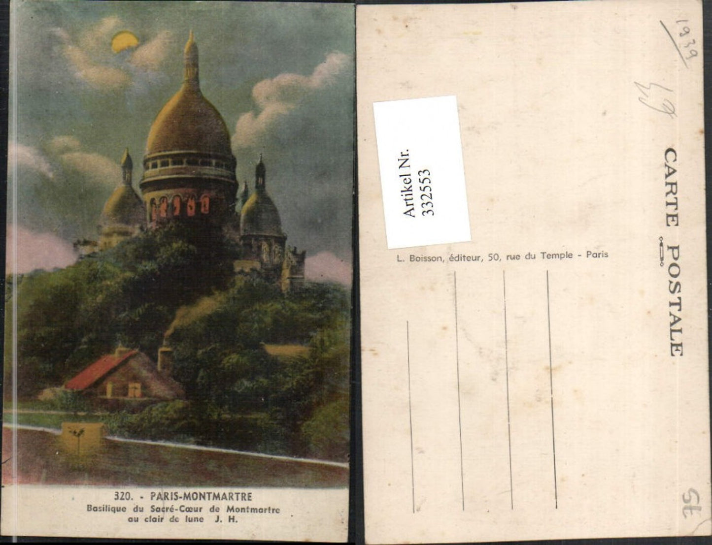 332553,Ile-de-France Paris Montmartre Basilique du Sacre-Coeur Kirche Mondschein