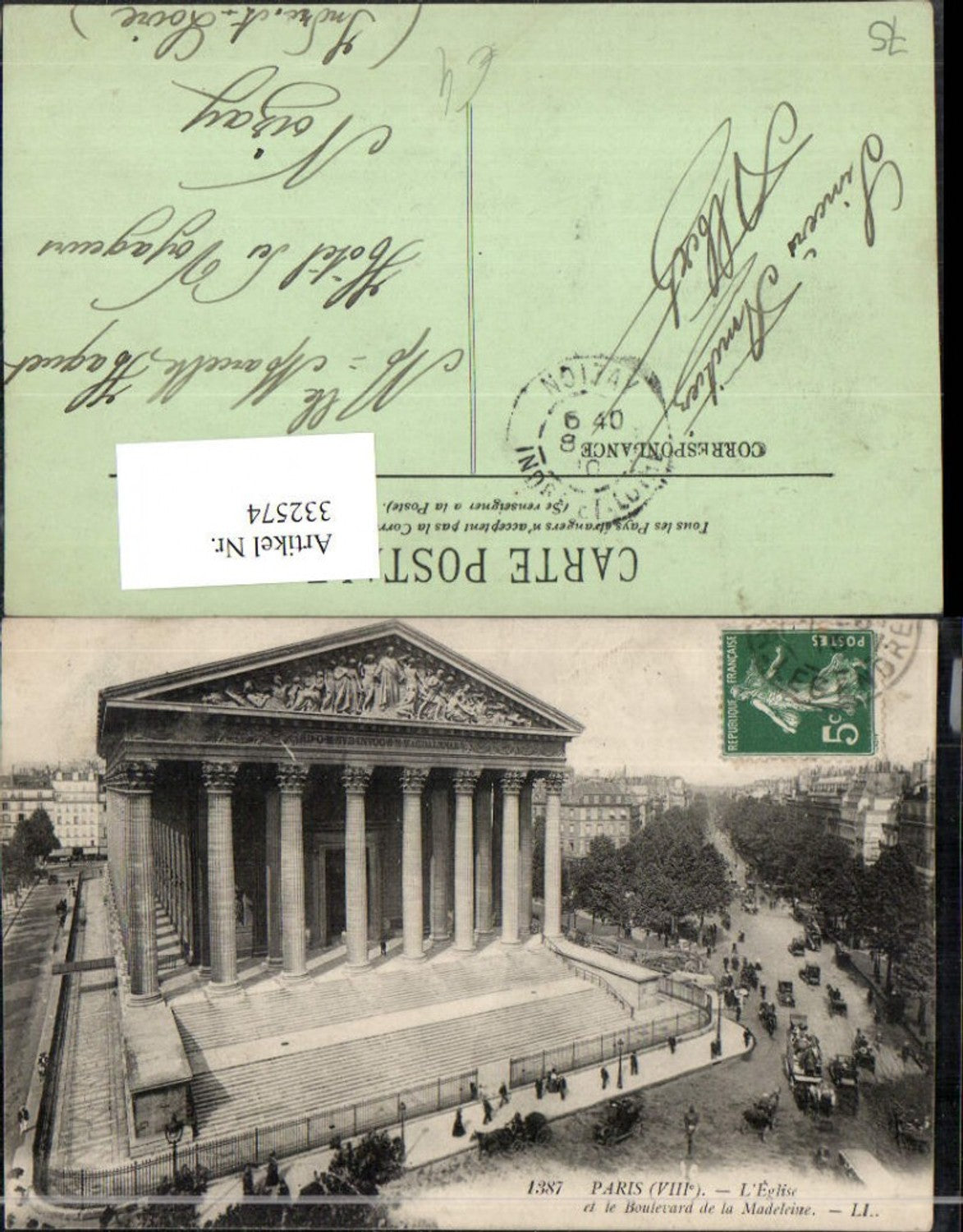332574,Ile-de-France Paris L'Eglise et le Boulevard de la Madeleine Kirche