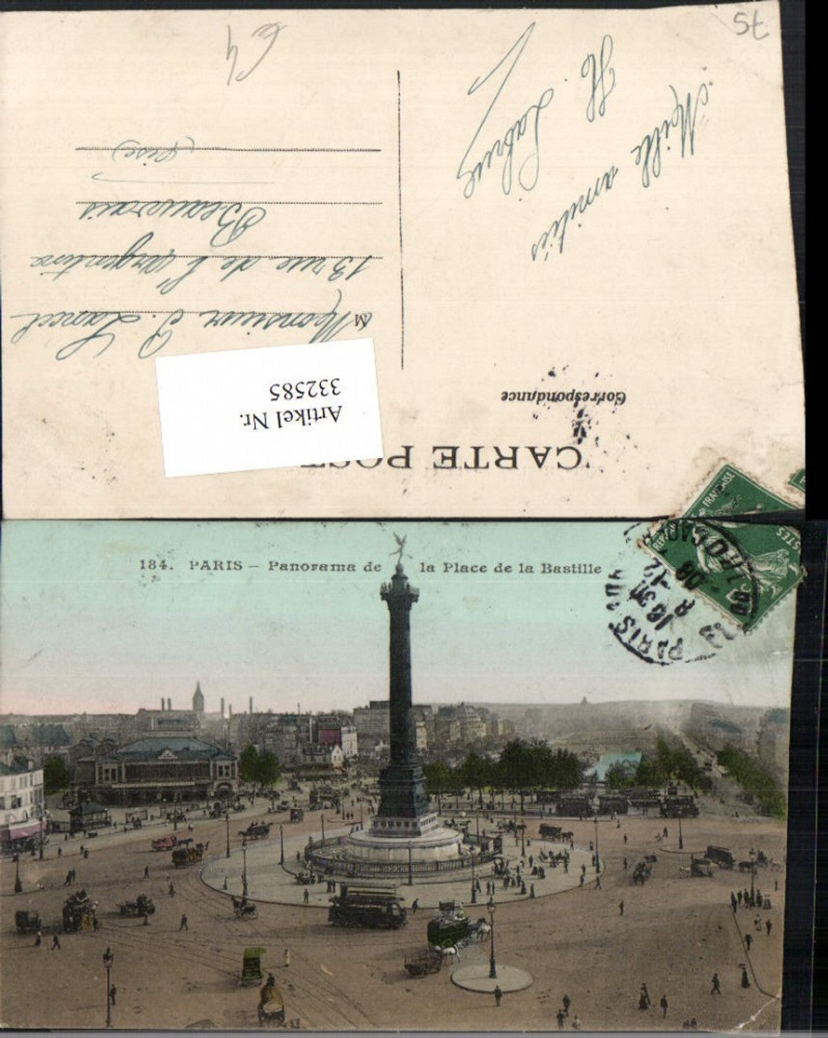332585,Ile-de-France Paris Panorama de la Place de la Bastille Säule