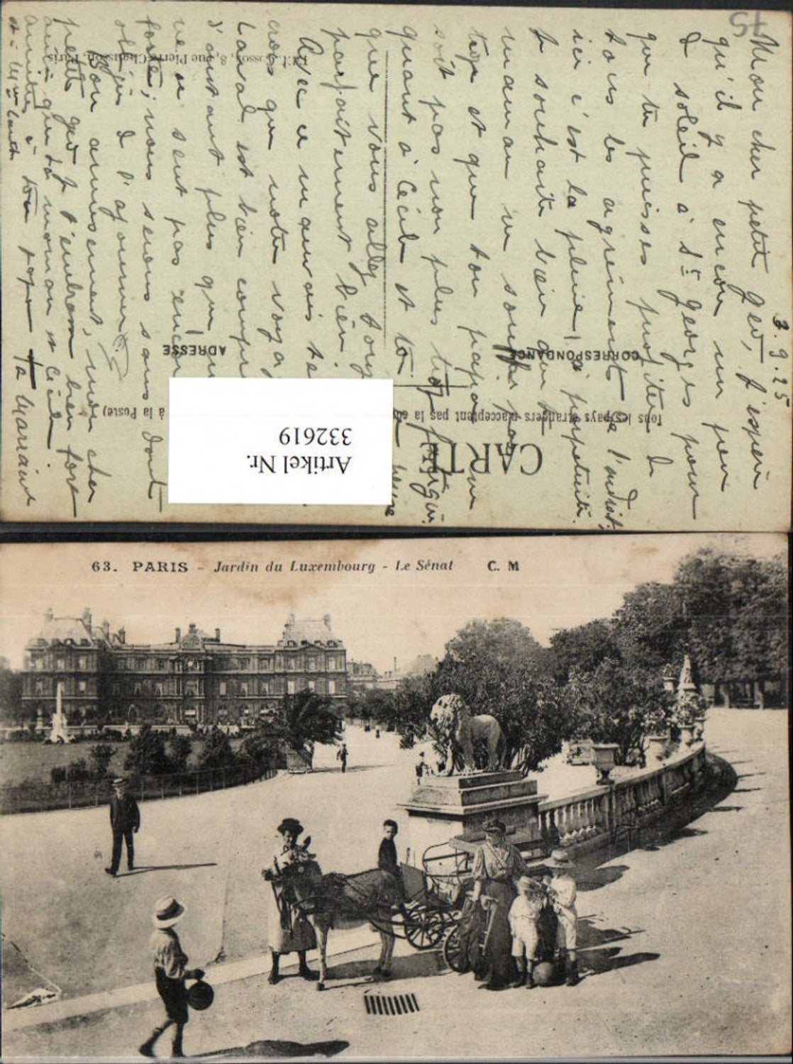 332619,Ile-de-France Paris Jardin du Luxembourg Le Senat Schloss Eselkutsche
