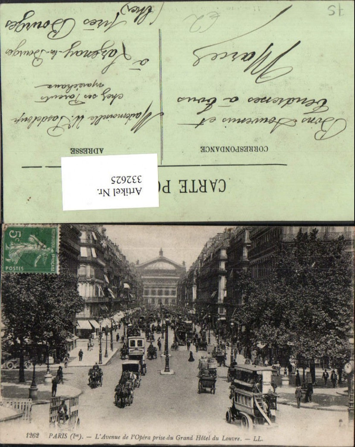 332625,Ile-de-France Paris Avenue de Opera prise du Grand Hotel Louvre Straßenansicht Doppeldecker