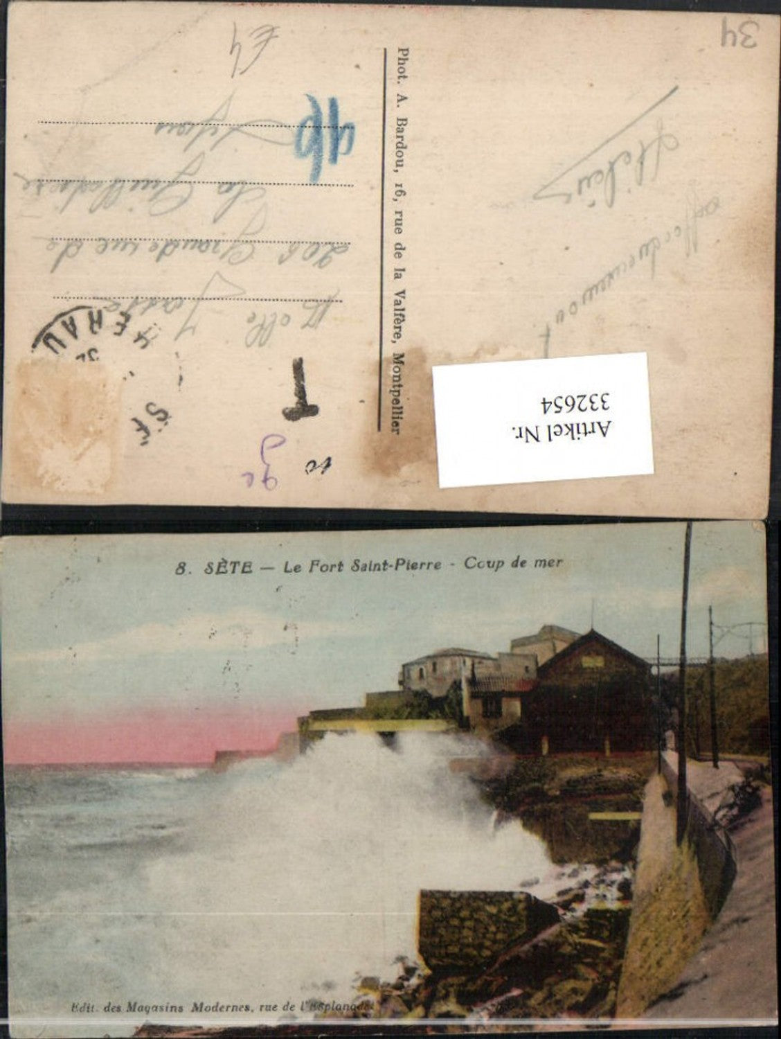 332654,Languedoc-Roussillon Herault Sete Le Fort Saint-Pierre Coup de mer Brandung