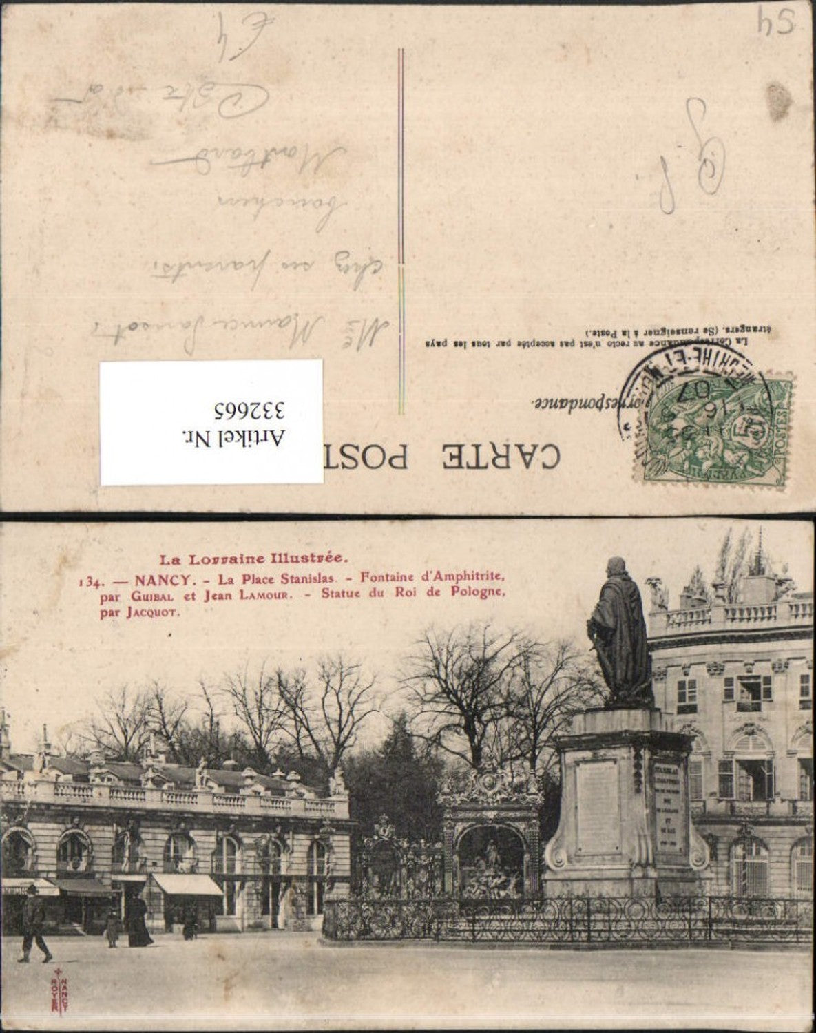 332665,Lothringen Meurthe-et-Moselle Nancy La Place Stanislas Statue du Roi de Pologne Denkmal
