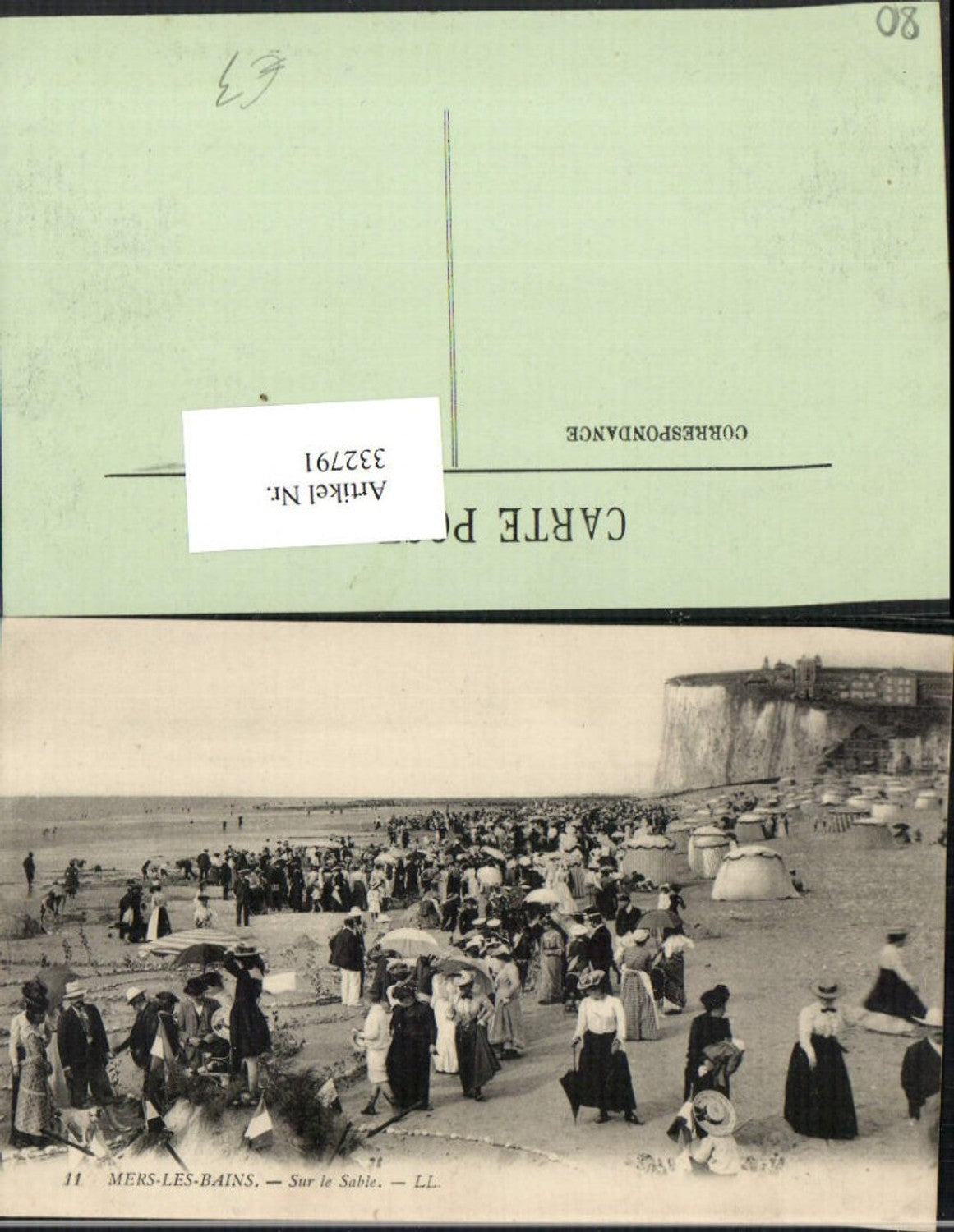 332791,Picardie Somme Mers-les-Bains Sur le Sable Strand Strandleben