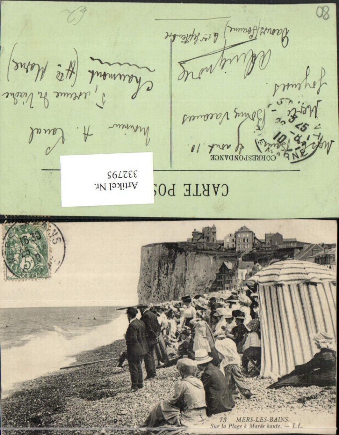 332795,Picardie Somme Mers-les-Bains Sur la Plage a Maree haute Strand Strandleben