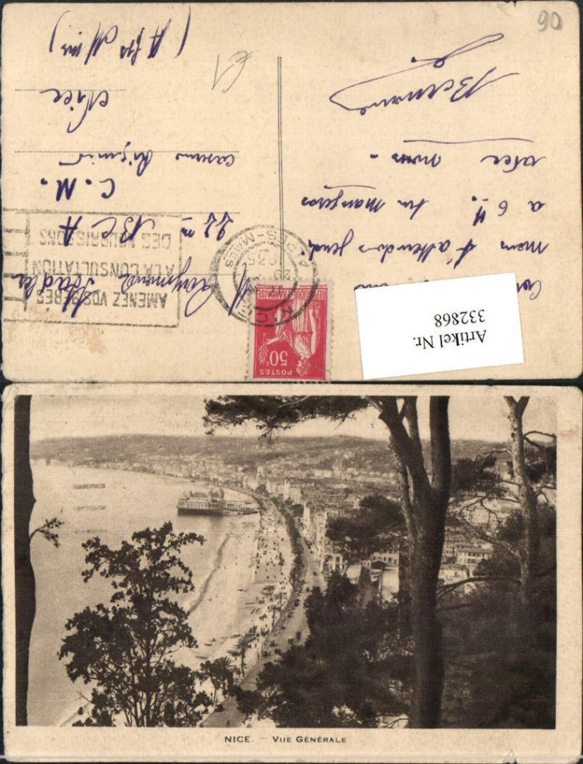 332868,Provence-Alpes-Cote-Azur Alpes-Maritimes Nice Nizza Vue Generale Totale m. Strand