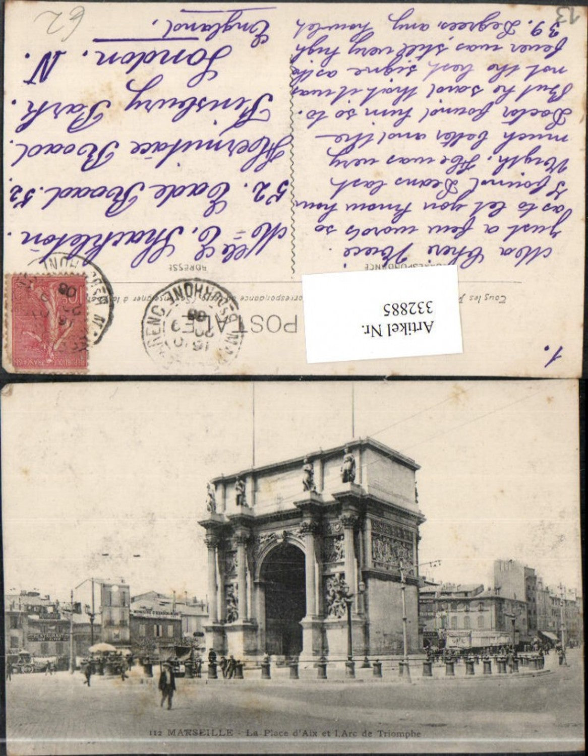 332885,Provence-Alpes-Cote-Azur Bouches-de-Rhone Marseille Arc de Triomphe Triumphbogen