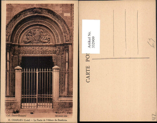 332909,Rhone-Alpes Loire Charlieu Le Porche de l'Abbaye des Benedictins Kloster Portal