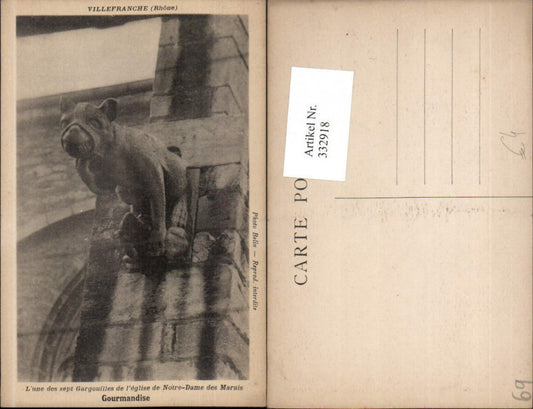 332918,Rhone-Alpes Rhone Villefranche Gargouilles de l'Eglise de Notre-Dame des Marais Gourmandise