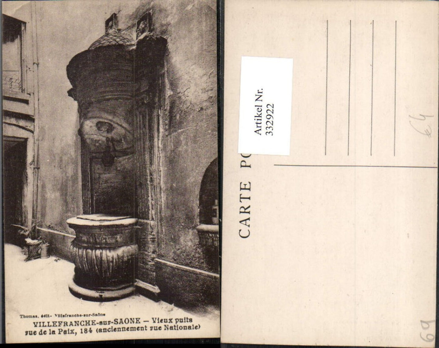 332922,Rhone-Alpes Rhone Villefranche-sur-Saone Vieux puits rue de la Paix Brunnen