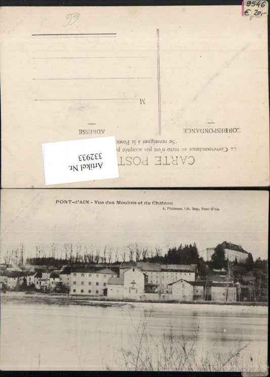 332933,Rhone-Alpes Ain Pont-d'Ain Vue des Moulins et du Chateau Schloss