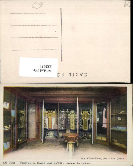 332934,Rhone-Alpes Ain Ars Presbytere du Saint Cure d'Ars Chambre des Reliques
