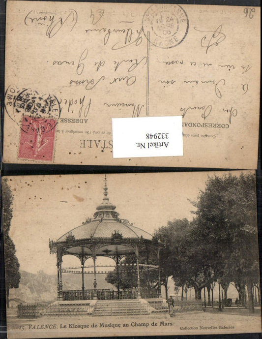 332948,Rhone-Alpes Drome Valence Le Kiosque de Musique au Champ de Mars Musikpavillon