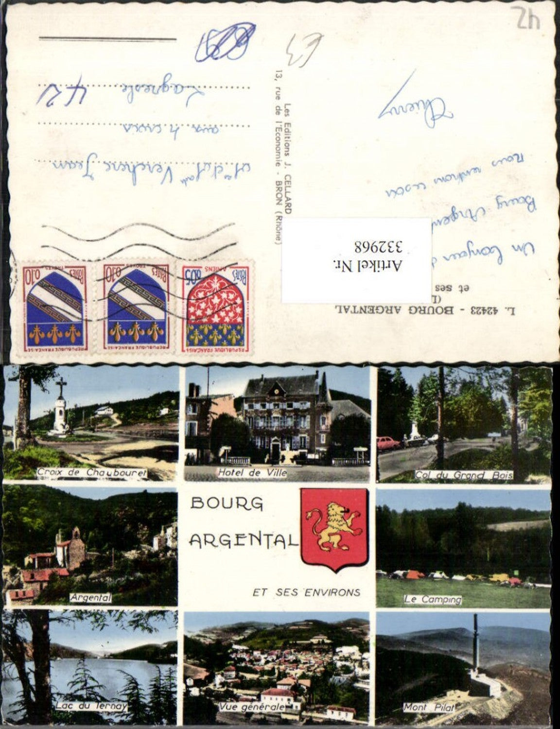 332968,Rhone-Alpes Loire Bourg Argental Totale Hotel de Ville Rathaus Camping Lac See Mehrbildkarte