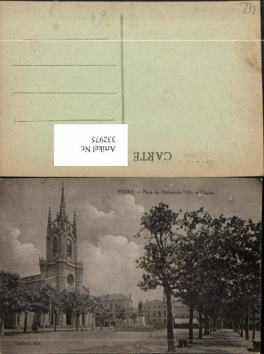 332975,Rhone-Alpes Loire Feurs Place de l'Hotel de Ville et l'Eglise Kirche