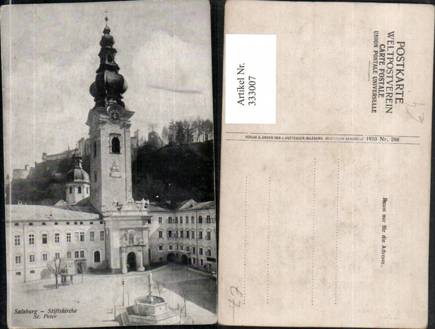 333007,Salzburg Stiftskirche Kirche St. Peter Brunnen Festung