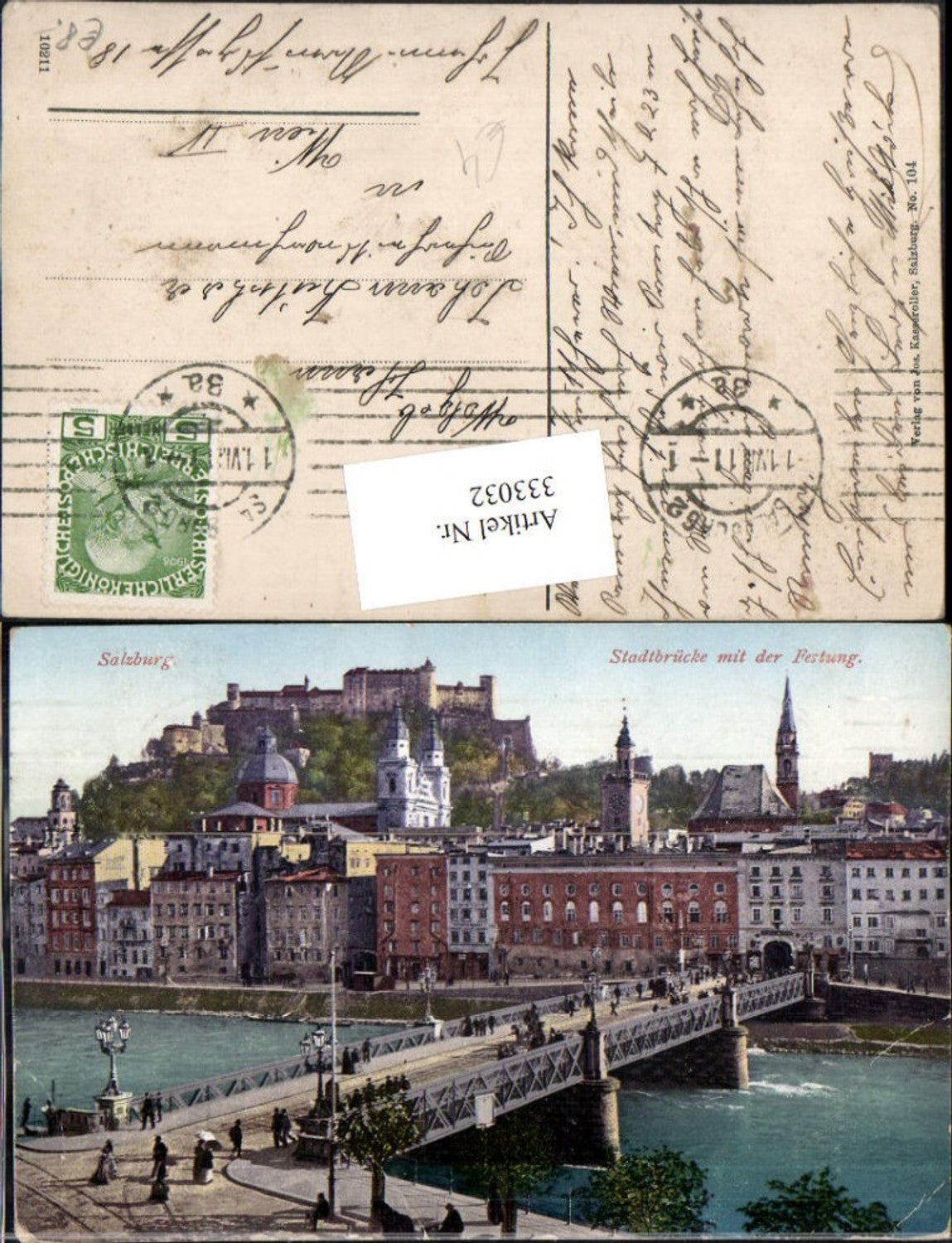 333032,Salzburg Teilansicht Stadtbrücke Brücke m. Festung