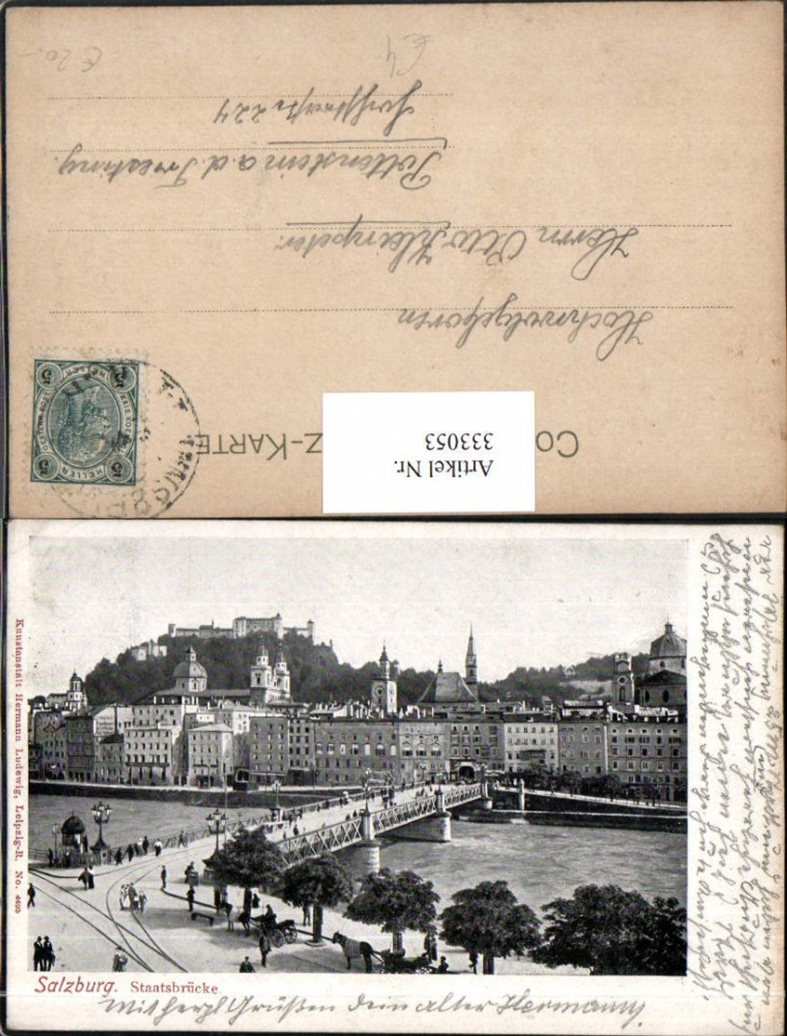 333053,Salzburg Teilansicht Staatsbrücke Brücke m. Festung