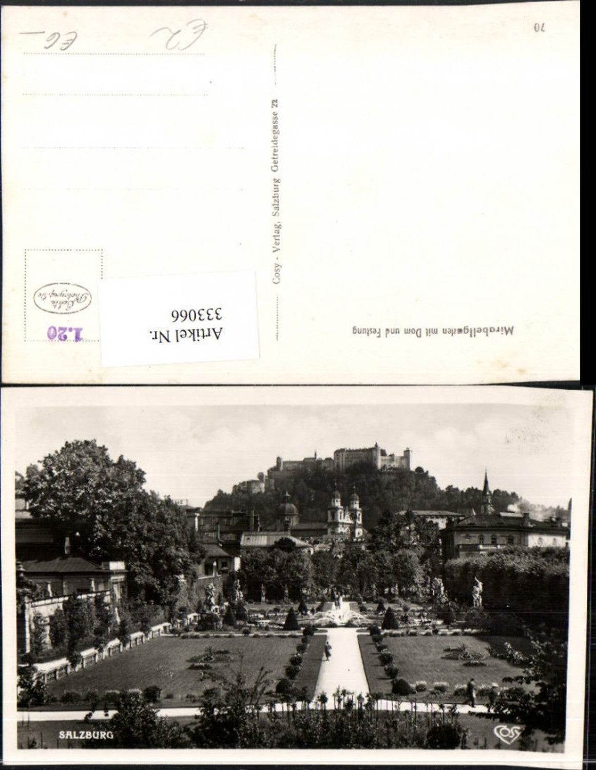 333066, Salzburg Mirabell Gardens with Cathedral and Fortress