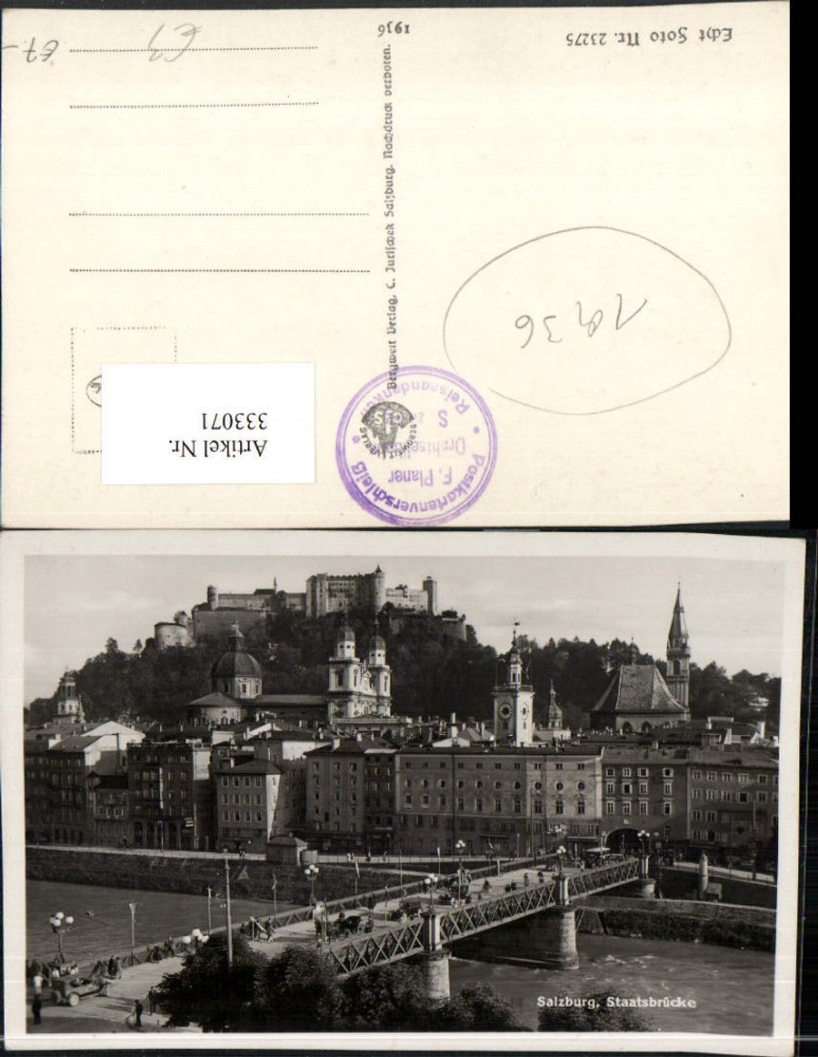 333071,Salzburg Teilansicht Staatsbrücke Brücke m. Festung