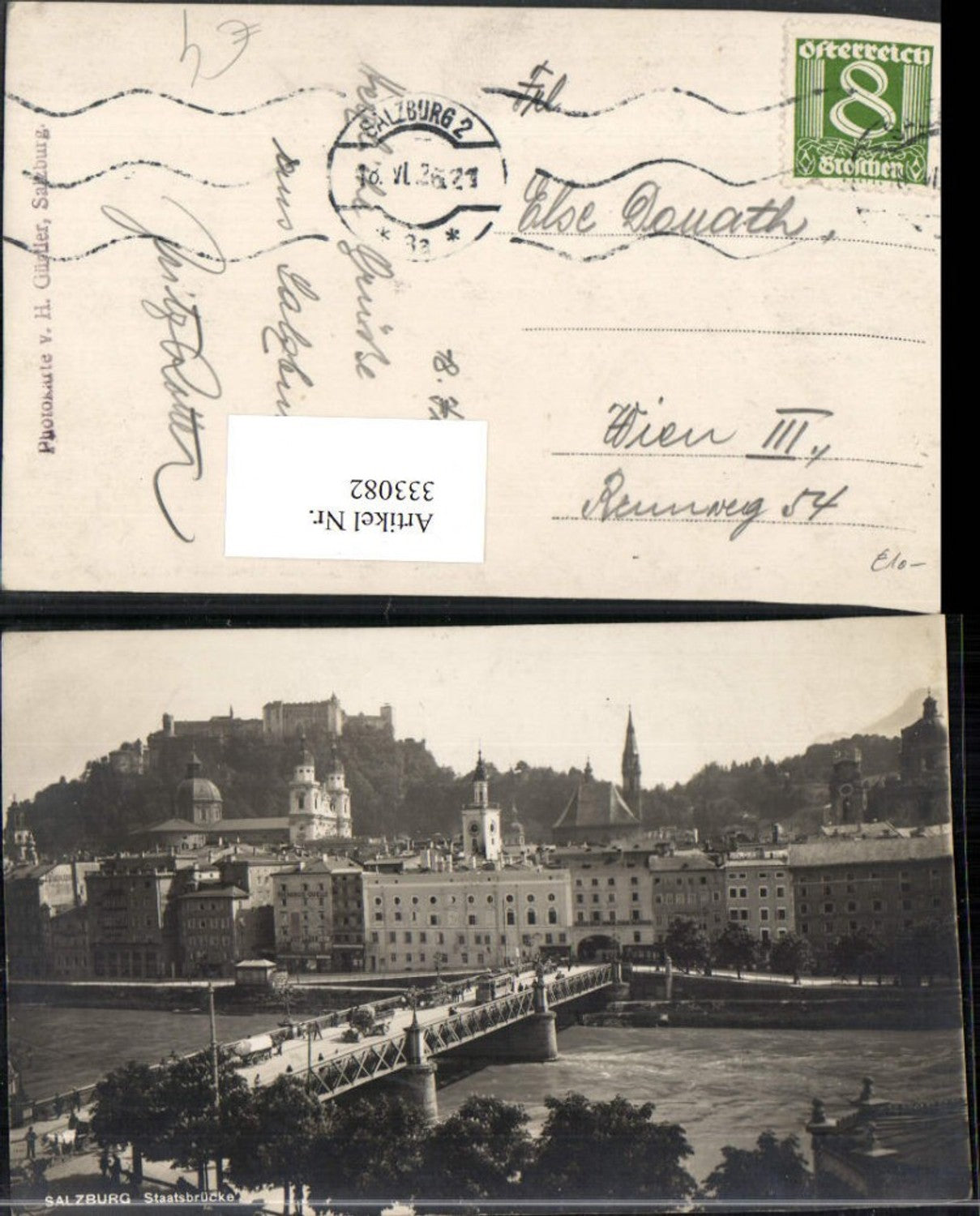 333082,Salzburg Teilansicht Staatsbrücke Brücke m. Festung