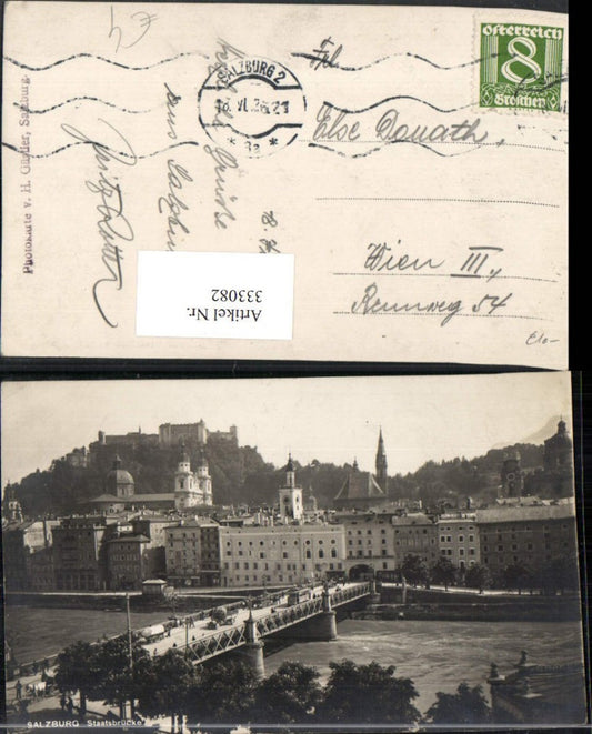 333082,Salzburg Teilansicht Staatsbrücke Brücke m. Festung