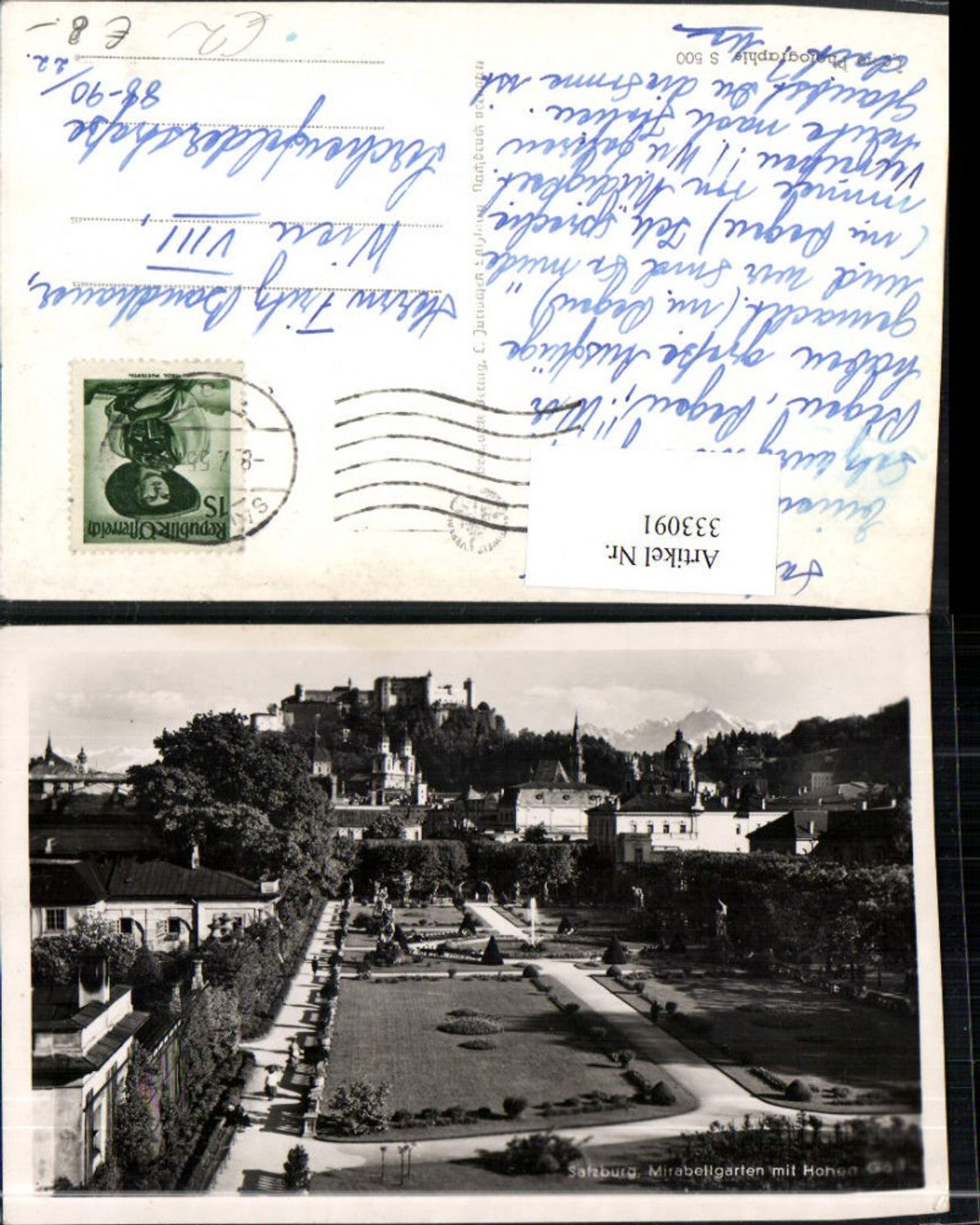 333091,Salzburg Mirabellgarten m. Blick zur Festung u. Hohen Göll