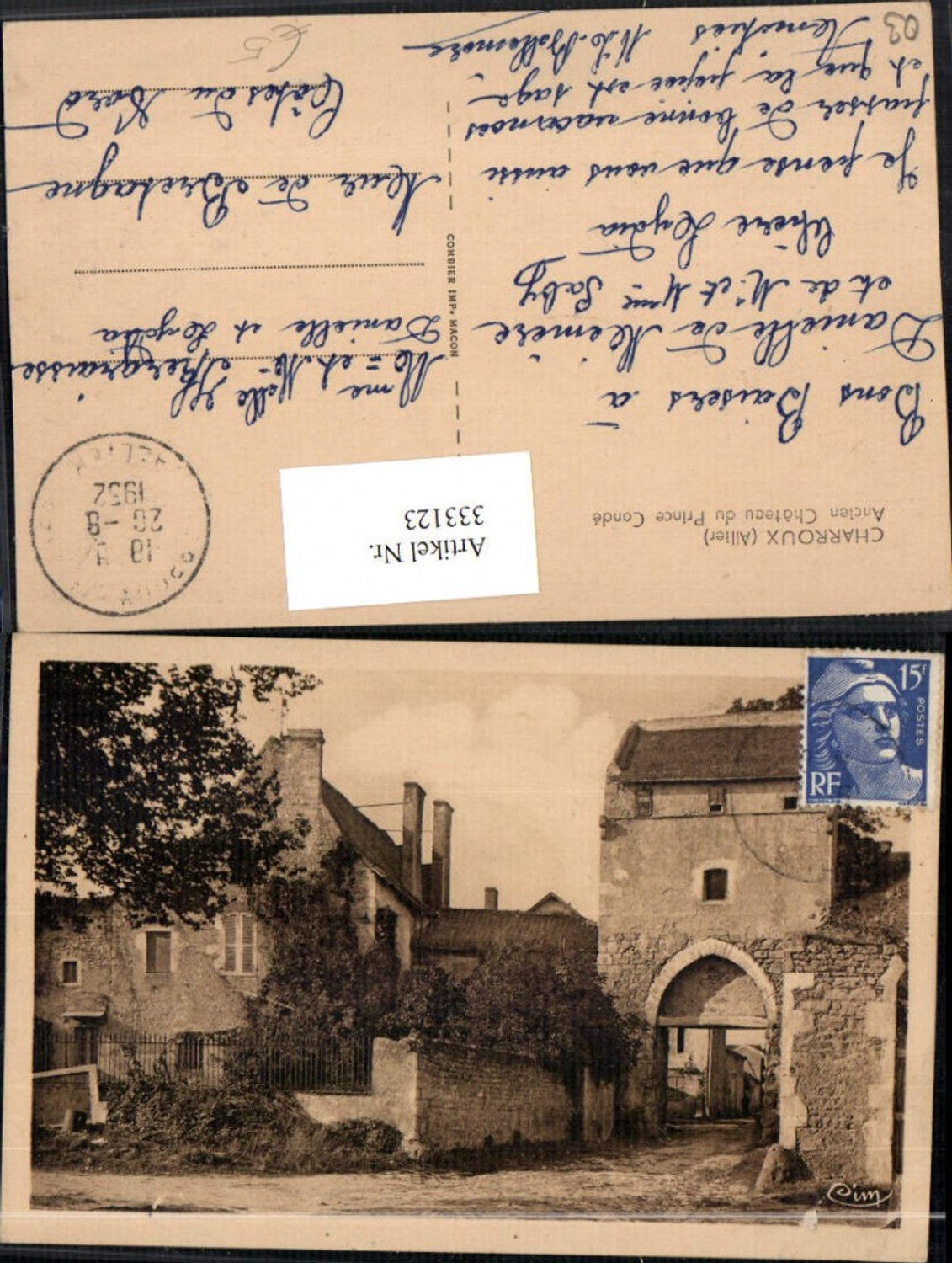 333123,Auvergne Allier Charroux Ancien Chateau du Prince Conde Schloss