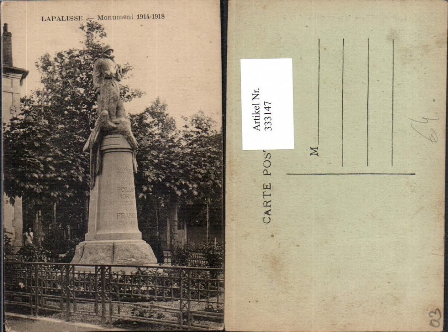 333147,Auvergne Allier Lapalisse Monument Kriegerdenkmal